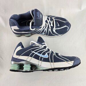Vintage Nike Shox NZ Shoes Womens 8.5 Navy Blue White Silver Running Sneakers